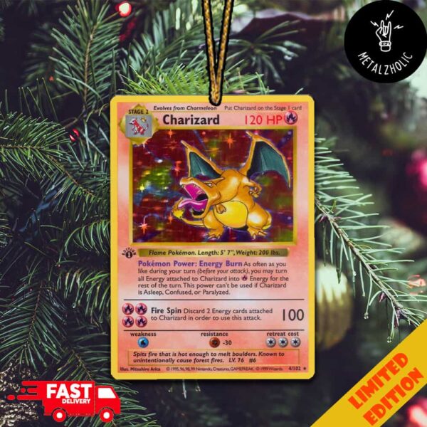 Charizard Base Set 1st Edition Holo Pokemon Cards Christmas Tree Decorations Ornament