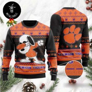 Clemson Tigers NCAA x Snoopy Dab Christmas Gift 2024 New Xmas Ugly Sweater For Men And Women