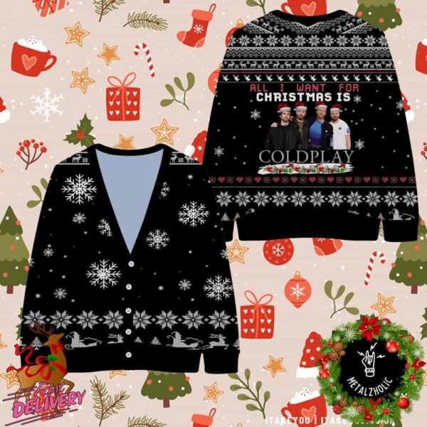 Coldplay All I Want For Christmas Is Coldplay Xmas Gifts 2023 Ugly Christmas Cardigan Sweater