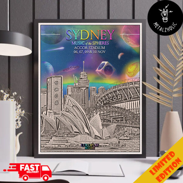 Coldplay In Sydney Australia To Perform Four Incredible Shows At Accor Stadium 6-7-9-10 November 2024 Music Of The Spheres Tour Poster Canvas