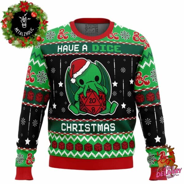 Cthulhu Have A Dice Dungeons And Dragons Funny Christmas Ugly Sweater