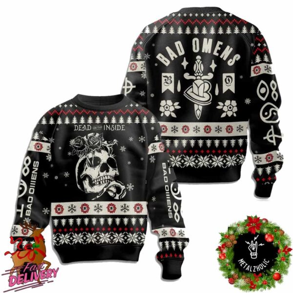 Dead On The Inside Bad Omens Christmas Gift Holiday 2024 Ugly Sweater