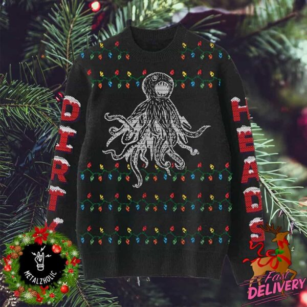 Dirty Heads Octopus Logo With Christmas Lights Holiday Gift New Merchandise 2024 Ugly Sweater