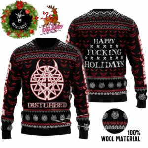 Disturbed Happy Fucking Holidays New Christmas Gift 2024 Holiday Xmas Ugly Sweater