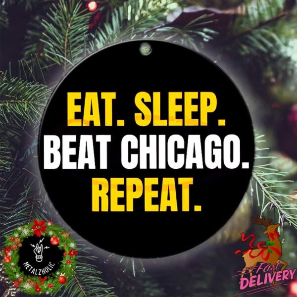 Eat Sleep Beat Chicago Repeat Green Bay Packers NFL Holiday Gift Tree Decorations Ornament Home Decor