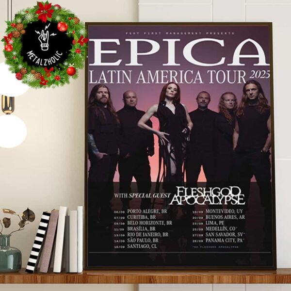 Epica Feat First Management Presents Latin America Tour 2025 With Special Guest Fleshgod Apocalypse Poster Tour Dates Poster Canvas