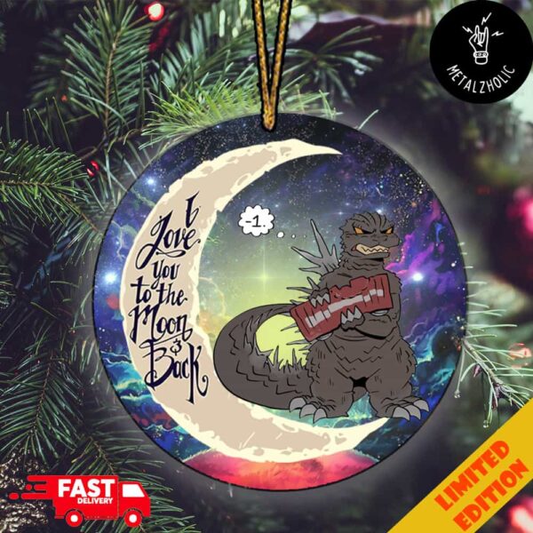 Funny Cute Godzilla Minus One I Love You To The Moon And Back Christmas Tree Decorations Ornament