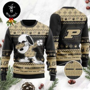 Funny Purdue Boilermakers Snoopy Dabbing Funny Holiday Party Christmas Gift Ugly Sweater