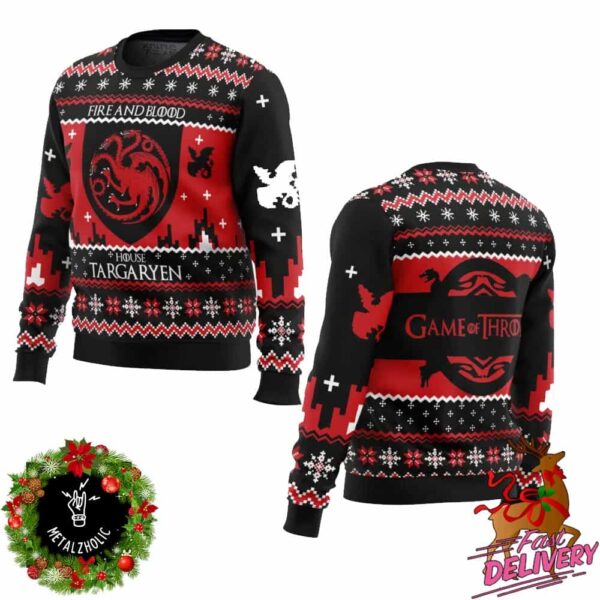 Game Of Thrones House Targaryen Animeape Holiday Gift For Family Ugly Sweater