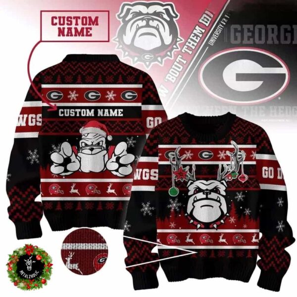 Georgia Bulldogs NCAA Custom Name Go Dawgs Holiday Gift 2024 Xmas Ugly Sweater