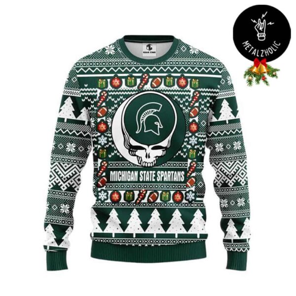 Grateful Dead x NCAA Michigan State Spartans Christmas Gift 2024 Xmas Ugly Sweater