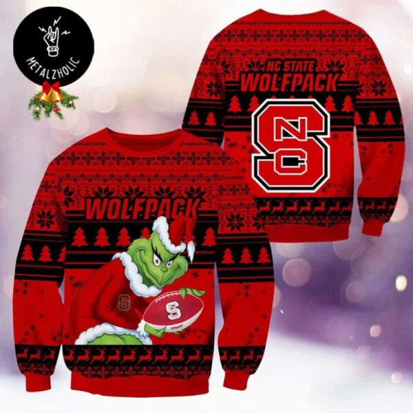 Grinch Stole The NC State Wolfpack Christmas Gift 2024 NCAA Ugly Sweater