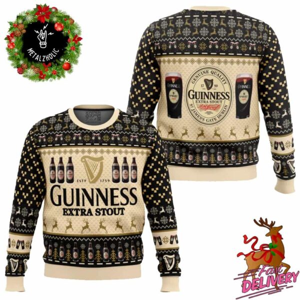 Guinness Extra Stout St James Gate Dublin Genuine Quality Est 1759 Holiday Gift Ugly Sweater