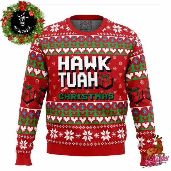 Hawk Tuah For Christmas Pop Culture For Men And Women Ugly Sweater