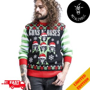 Holiday Sweater 2024 Christmas Jumper Multicolor By Guns N’ Roses Xmas Gift Ugly Sweater