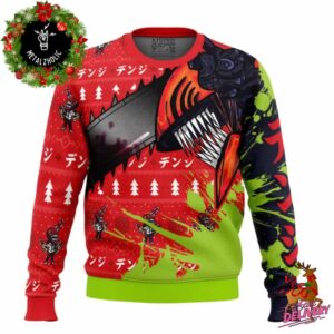 Hybrid Form Denji Chainsaw Man Funny Animeape Ugly Sweater