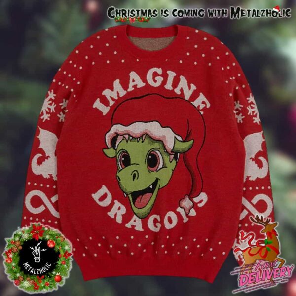 Imagine Dragons Holiday Gifts 2024 Christmas Dragon Jacquard Ugly Sweater