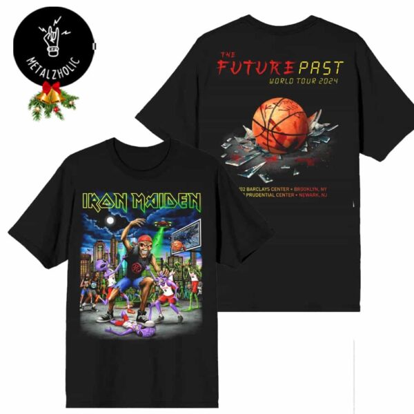 Iron Maiden The Future Past 2024 Tour New York And Newark 2nd And 9th November 2024 Eddie vs Alien Basketball New Merchandise Two Sides T-Shirt