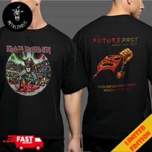 Iron Maiden The Future Past Tour 2024 20 Nov At GNP Seguros Stadium Mexico City Event Eddie Wrestling New Merch Two Sides T-Shirt