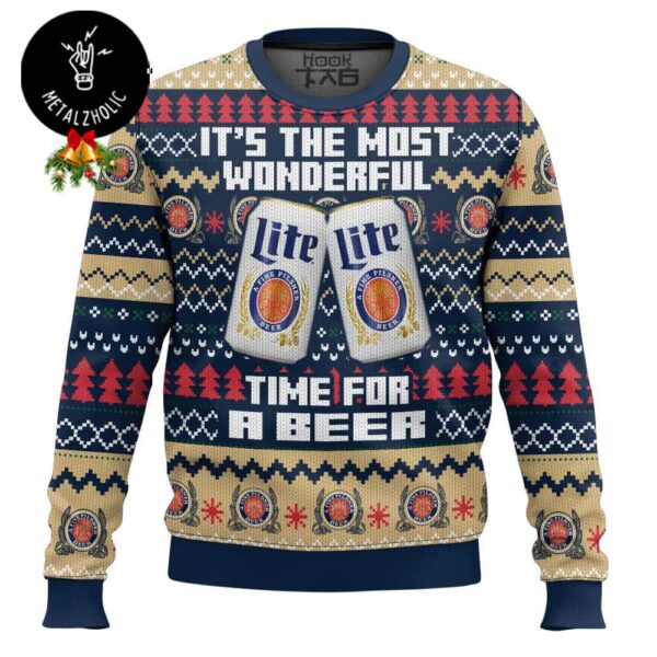 It’s The Most Wonderful Time For A Beer Miller Lite For Beer Lovers Ugly Sweater