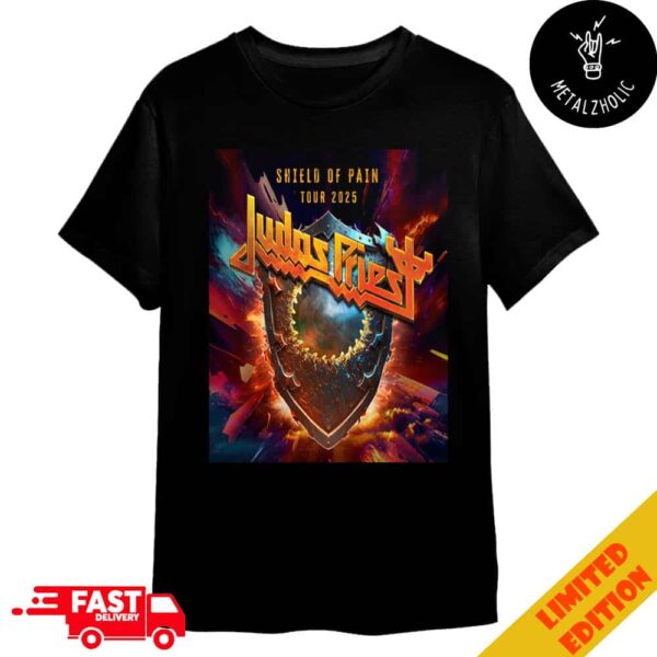 Judas Priest Shield Of Pain Tour 2025 Limited Poster Edition Merchandise T-Shirt