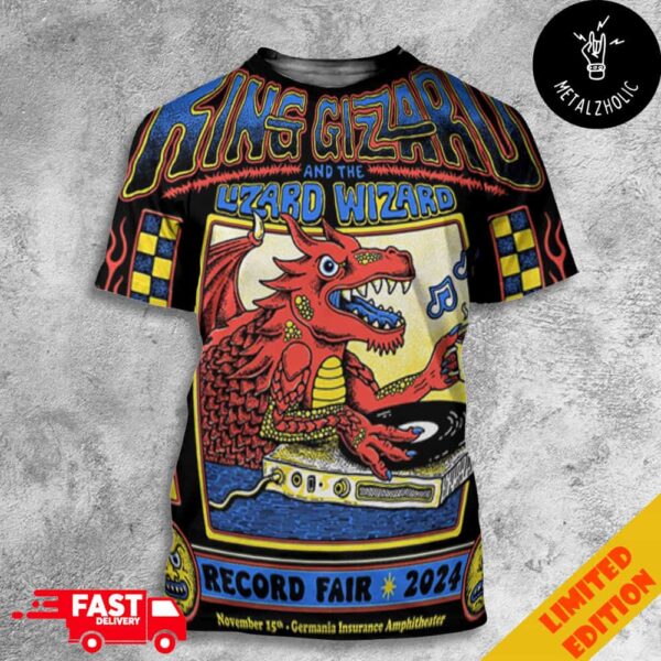 King Gizzard And The Lizard Wizard Record Fair 2024 November 15th Germania Insurance Amphitheater By Amy Jean Art All Over Print T-Shirt