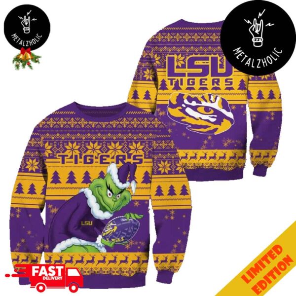 LSU Tigers NCAA x Grinch Stole Christmas 2024 Xmas Gift Ugly Sweater