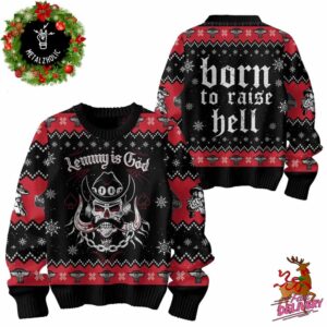 Lemmy Is God Born To Raise Hell Christmas Gift For Family Ugly Sweater