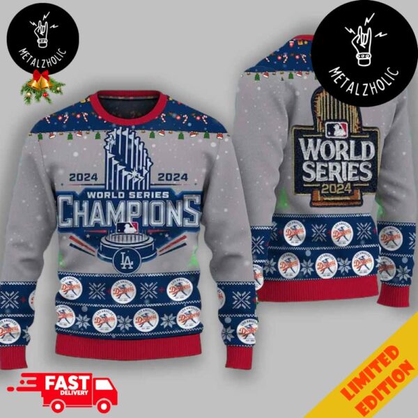 Los Angeles Dodgers MLB 2024 World Series Champions Christmas Gift For Fans Ugly Sweater