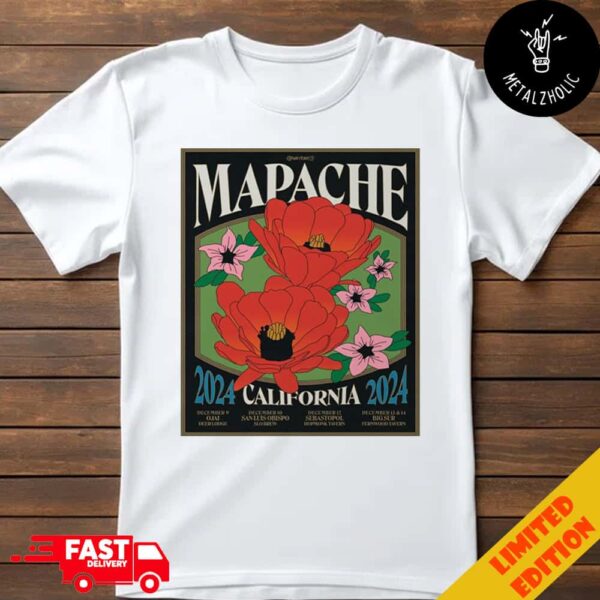 Mapache Duo Shows 2024 California December Tour Dates Poster Concert Limited Edition T-Shirt