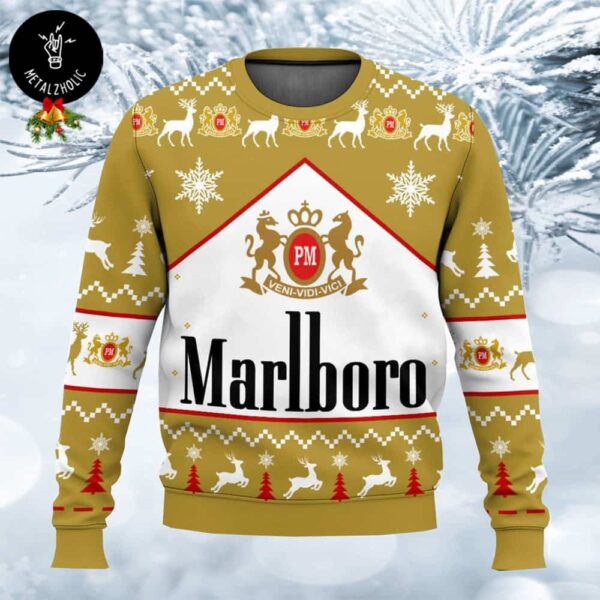 Marlboro Gold Version Christmas Gift For Family Ugly Sweater