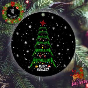 Merry Christmas Metallica Funny Xmas Tree And Snowflakes Tree Decorations Ornament