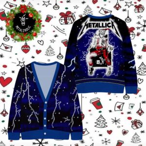 Metallica Ride The Lightning Official New Merchandise 2024 Heavy Metal Christmas Gift Knitted Cardigan Sweater