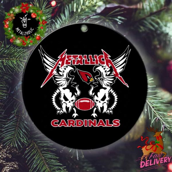 Metallica x NFL Arizona Cardinals Skull Logo Christmas Gift For Fans Tree Decorations Ornament