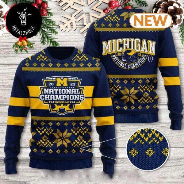 Michigan Wolverines National Champions 2023 NCAA Logo Christmas Gift Ugly Sweater