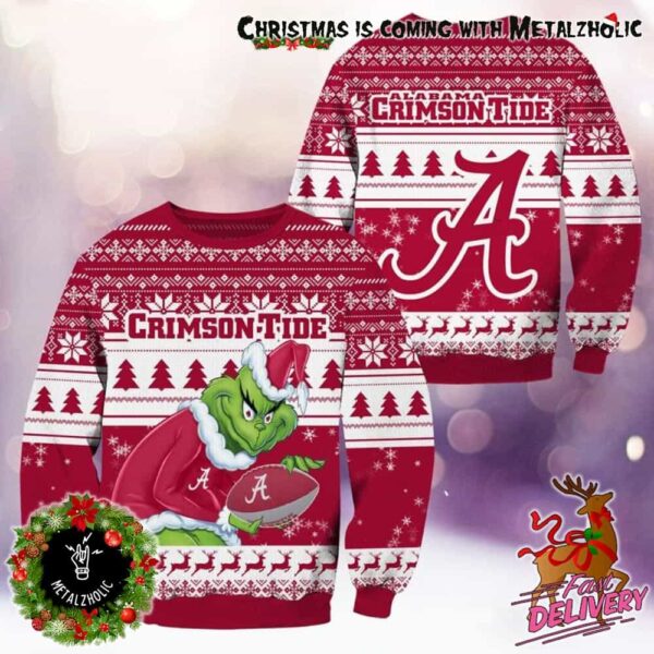 NCAA Alabama Crimson Tide x Grinch Stole The Christmas Holiday Gift For Fans Ugly Sweater