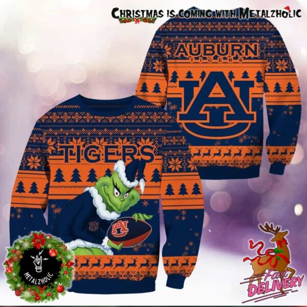 NCAA Auburn Tigers x Grinch Stole The Christmas Holiday Gift For Fans Ugly Sweater