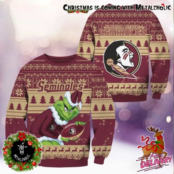 NCAA Florida State Seminoles x Grinch Stole The Christmas Holiday Gift For Fans Ugly Sweater