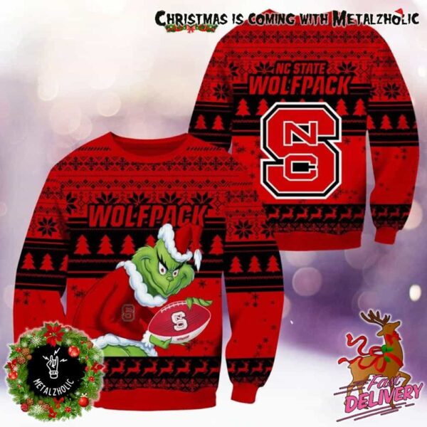 NCAA NC State Wolfpack x Grinch Stole The Christmas Holiday Gift For Fans Ugly Sweater