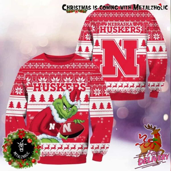 NCAA Nebraska Cornhuskers x Grinch Stole The Christmas Holiday Gift For Fans Ugly Sweater