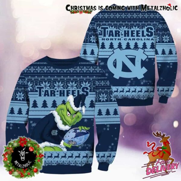 NCAA North Carolina Tar Heels x Grinch Stole The Christmas Holiday Gift For Fans Ugly Sweater