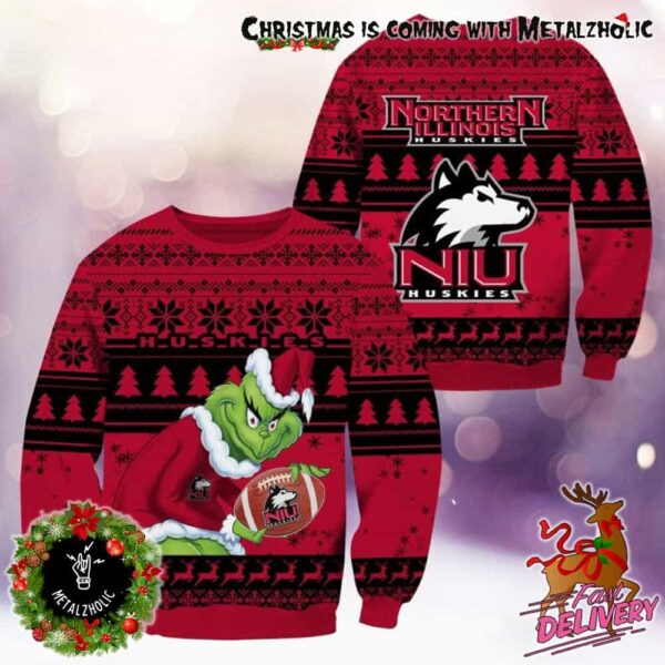 NCAA Northern Illinois Huskies x Grinch Stole The Christmas Holiday Gift For Fans Ugly Sweater