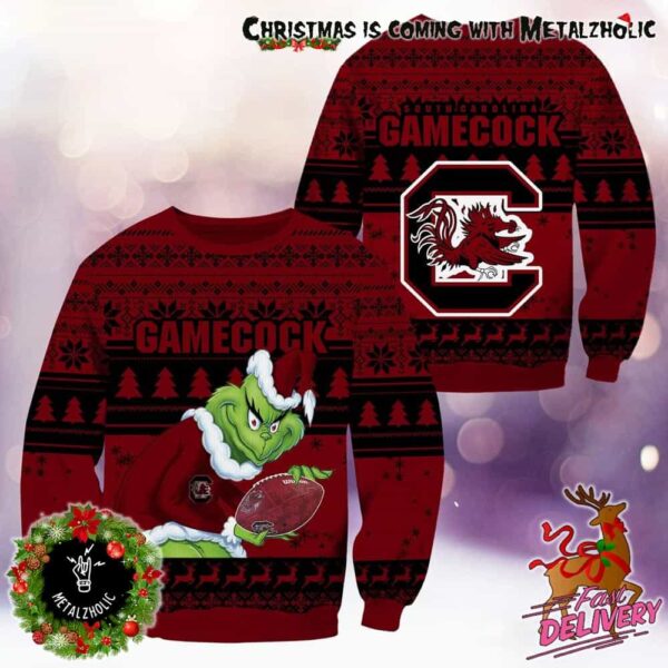 NCAA South Carolina Gamecocks x Grinch Stole The Christmas Holiday Gift For Fans Ugly Sweater