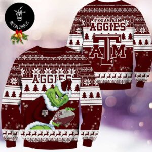 NCAA Texas AM Aggies Grinch Stole Christmas Football Team Xmas Gift Ugly Sweater