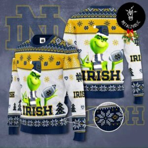 Notre Dame Fighting Irish NCAA x Grinch Stole Christmas 2024 Xmas Gift Ugly Sweater