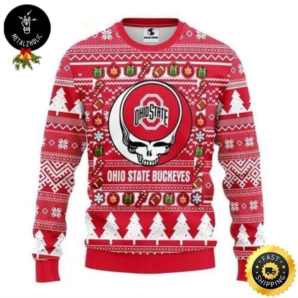 Ohio State Buckeyes NCAA x Grateful Dead Logo Christmas Gift For Family Ugly Sweater