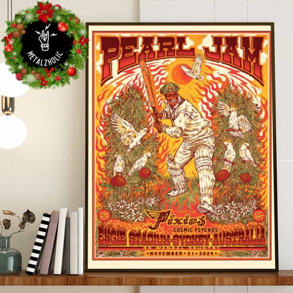 Pearl Jam Dark Matter Tour 2024 With Pixies And Cosmic Psychos November 21 2024 Engie Stadium Merch Sydney Australia Event Poster By Ben Brown Poster Canvas