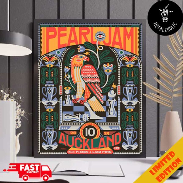 Pearl Jam With Pixies And Liam Finn Event Poster At Auckland New Zealand November 10th 2024 Dark Matter Tour By Florian Schommer Poster Canvas