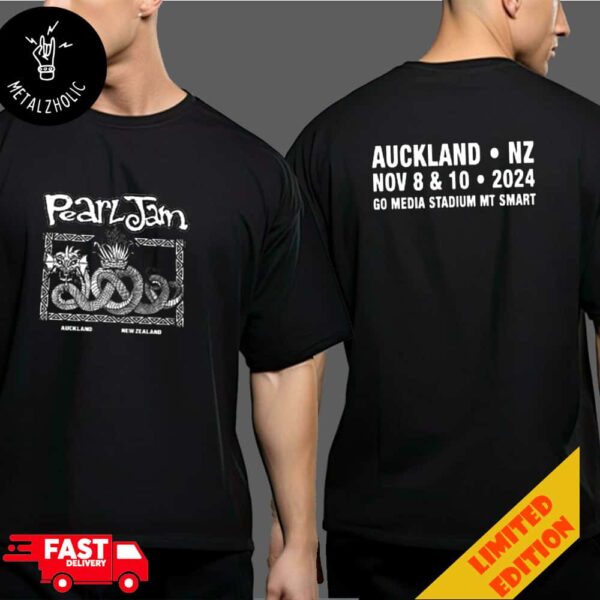 Pearl Jam With Pixies And Liam Finn Tawhina Tee November 8th 2024 The Final Stretch Of 2024 Tour Starts With Auckland New Zealand Go Media Stadium Mt Smart Two Sides T-Shirt