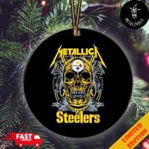 Pittsburgh Steelers x Metallica Skull NFL Christmas Tree Decorations Ornament